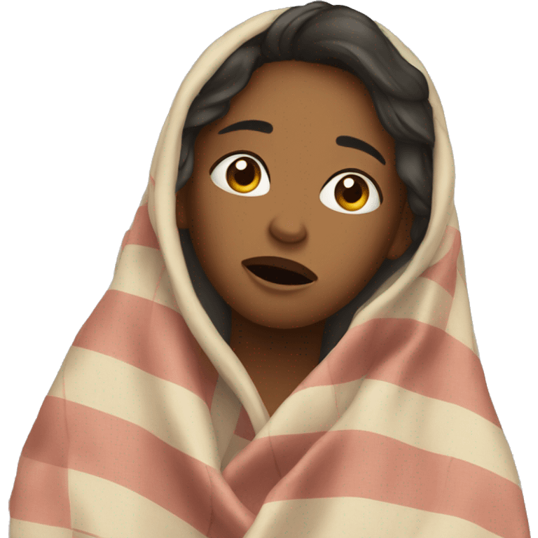 a girl crying with a blanket  emoji