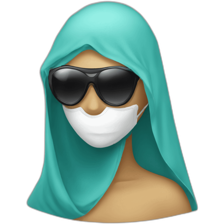 veiled woman with mask and sunglass emoji