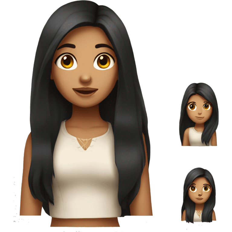 girl with black long hair brown eyes indian emoji