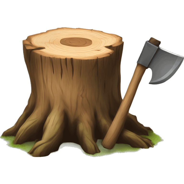 Tree stump with an axe cleaved in  it  emoji