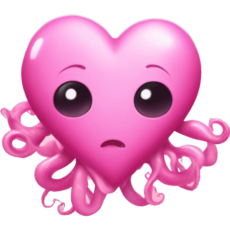 Pink shiny heart and squid emoji