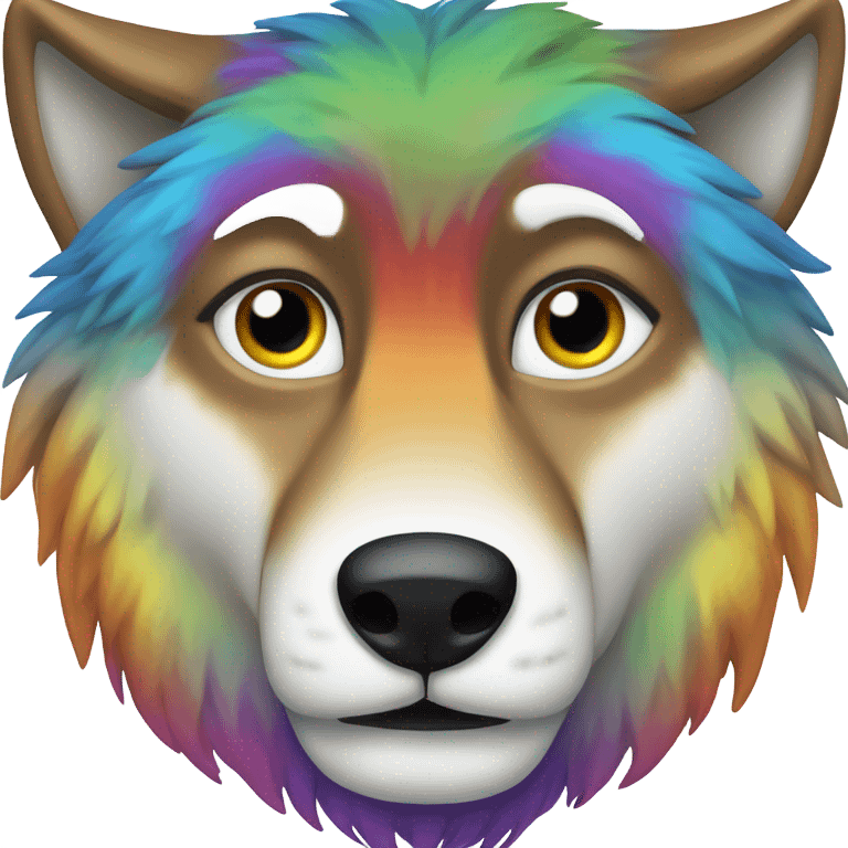 rainbow wolf with big eyes emoji