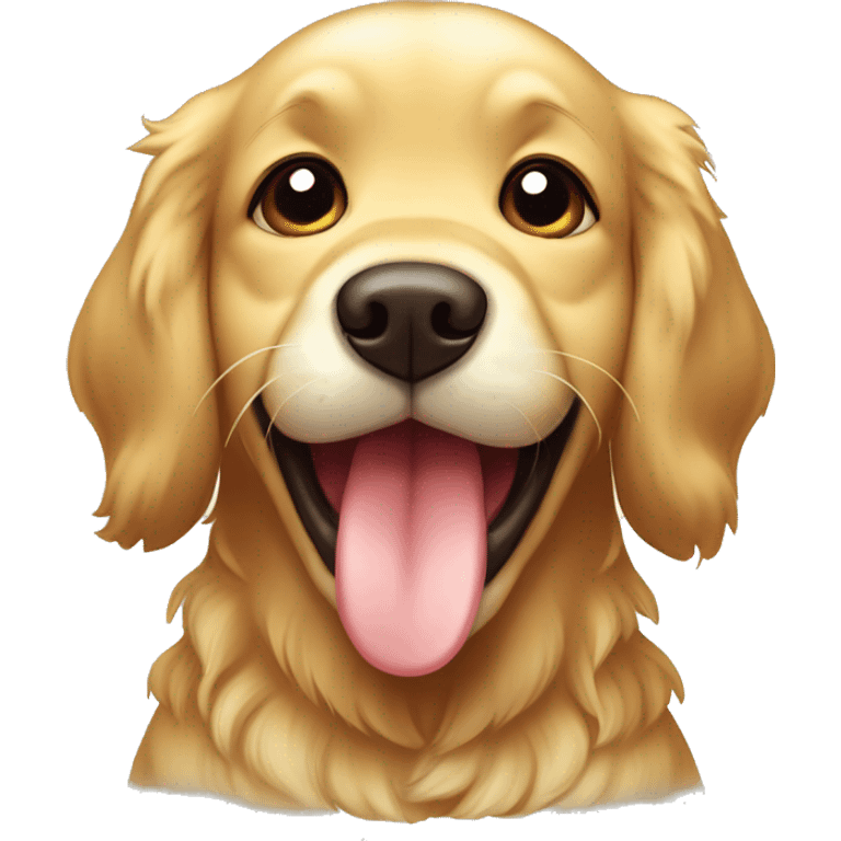 Size: 300px cartoon flat chibi golden retriever drooling emote emoji