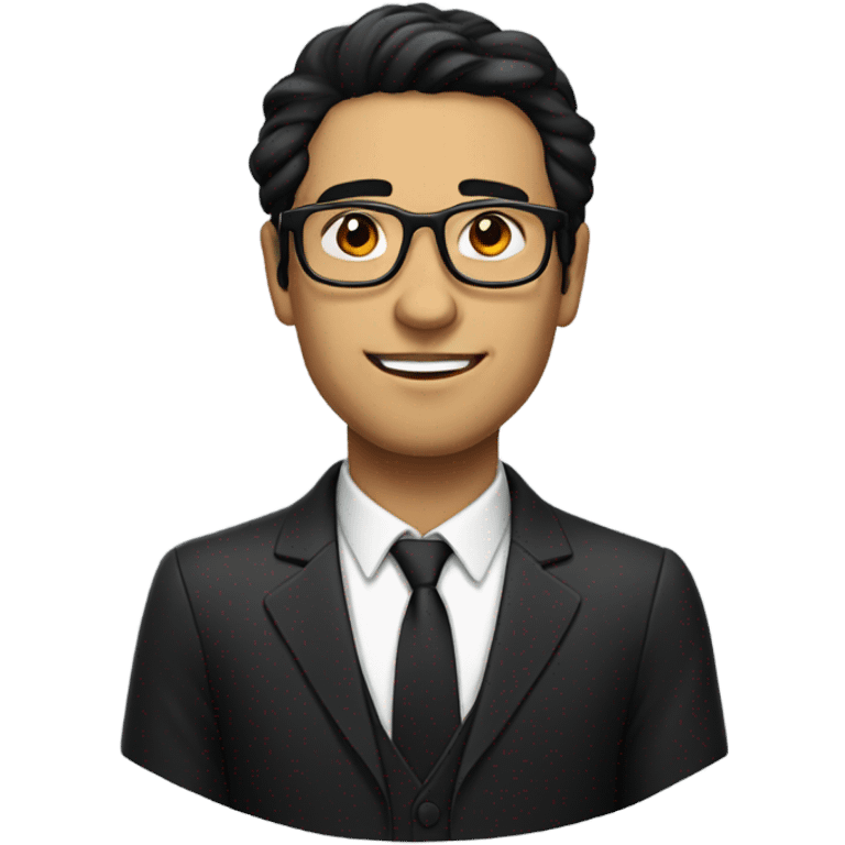 A man with glasses and black hair standing with formal outfit emoji