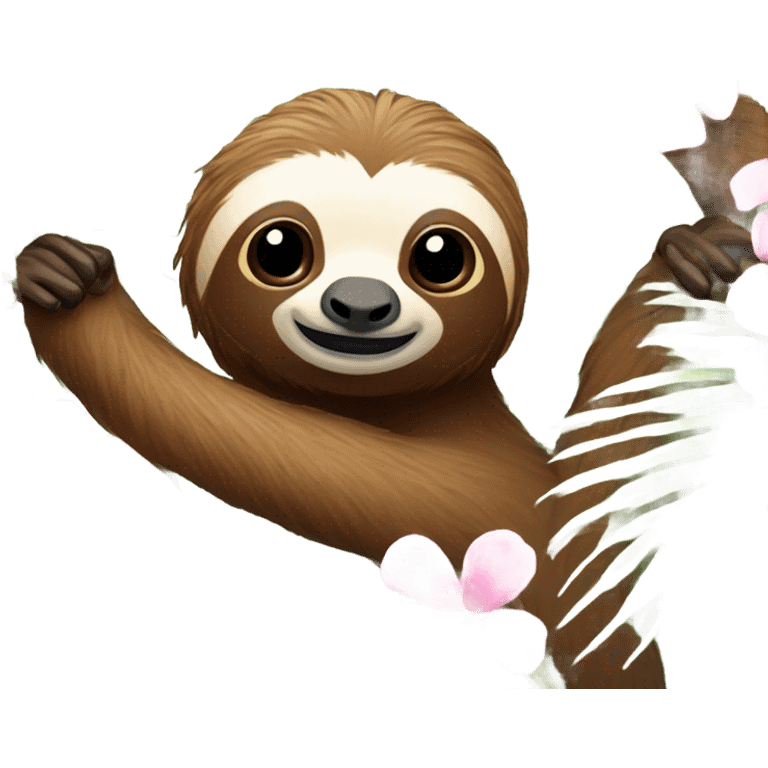 Palm tree with pink flower and sloths  emoji