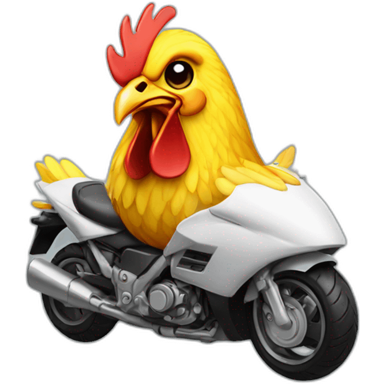 Chicken on a motobike with a helmet  emoji