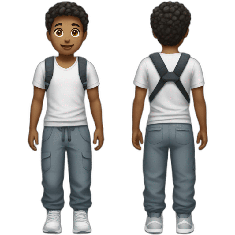 A boy with nike shoes and baggy pants emoji