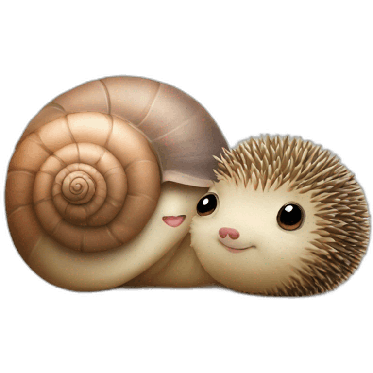 cute snail kisses cute hedgehog emoji