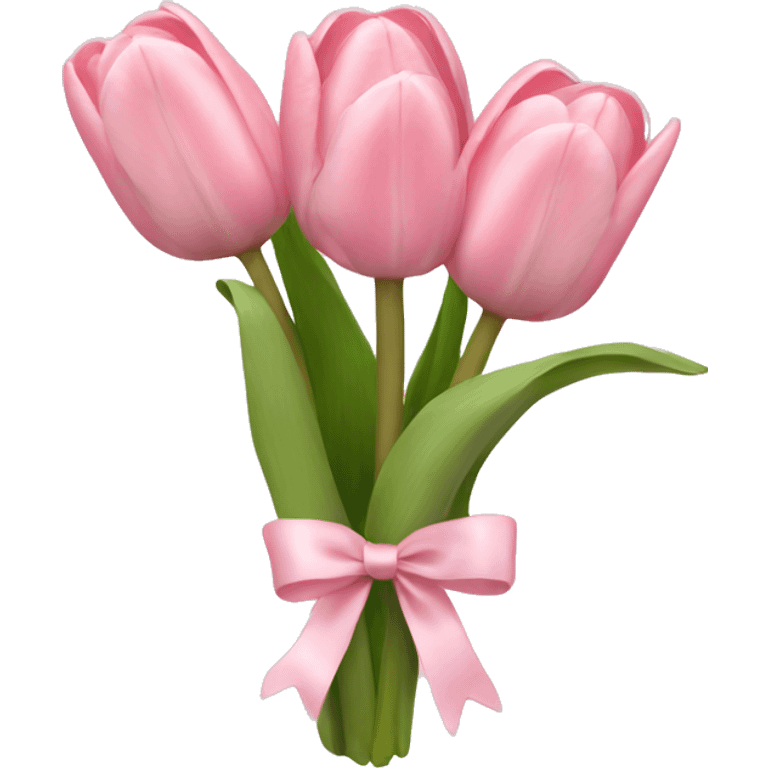 light pink tulip bouquet with light pink bow emoji