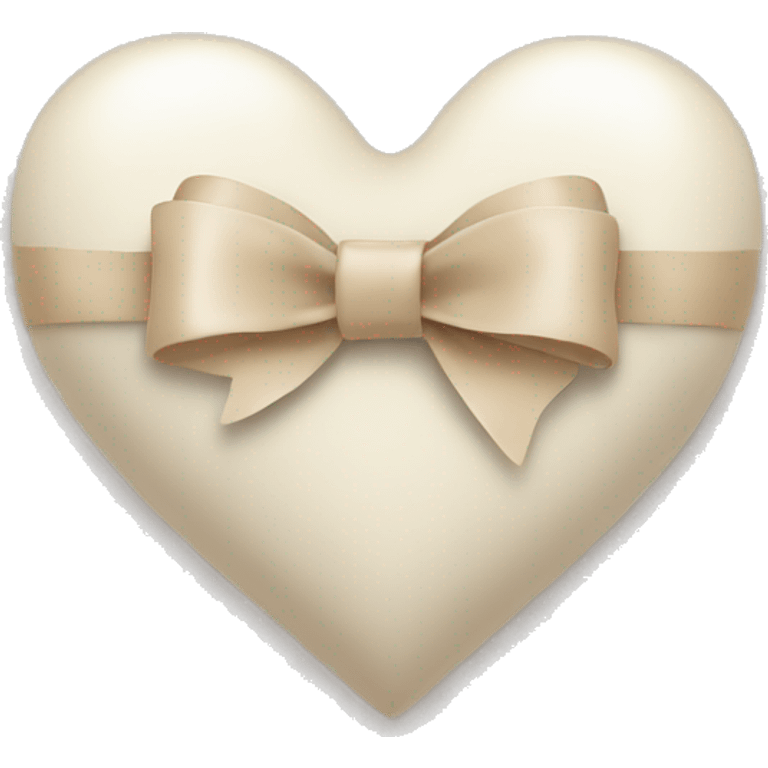 white heart with beige bow emoji