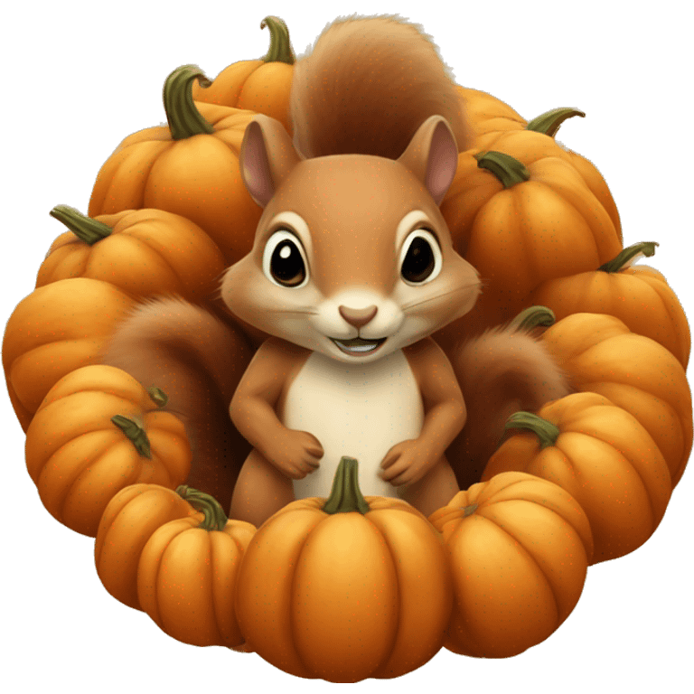 Squirrels standing in circle around a pumpkin  emoji