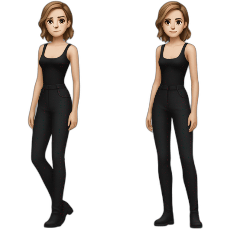 Full body beauty Emma Watson black outfit emoji