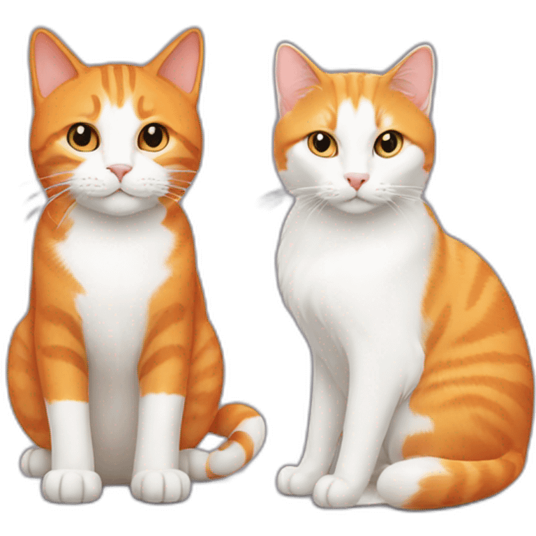 Orange cat and white cat emoji