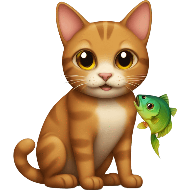 Brown cat with a fish  emoji