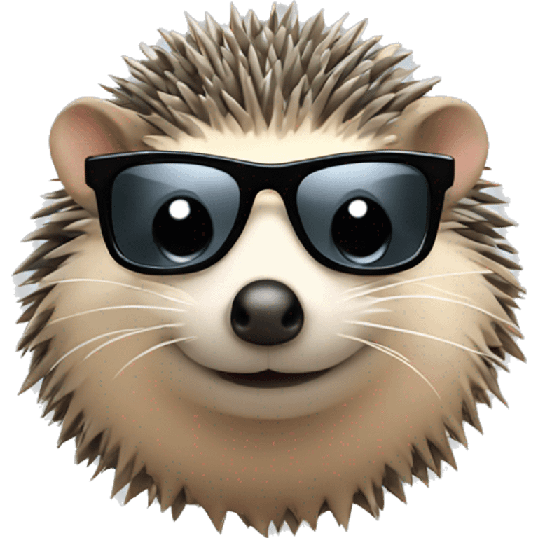 Hedgehog with black glasses emoji