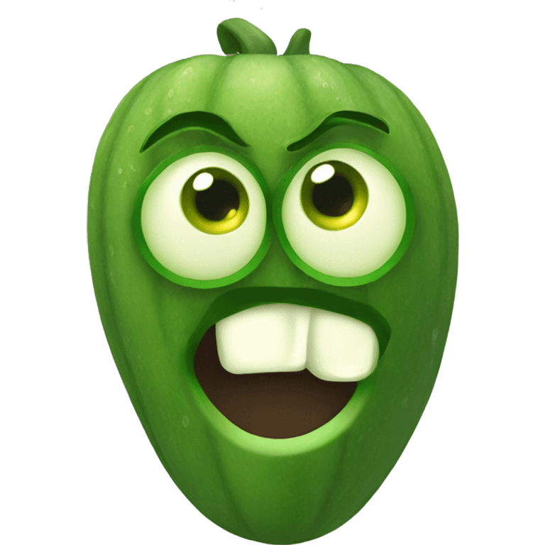 Mad emoji with cucumber eyes emoji