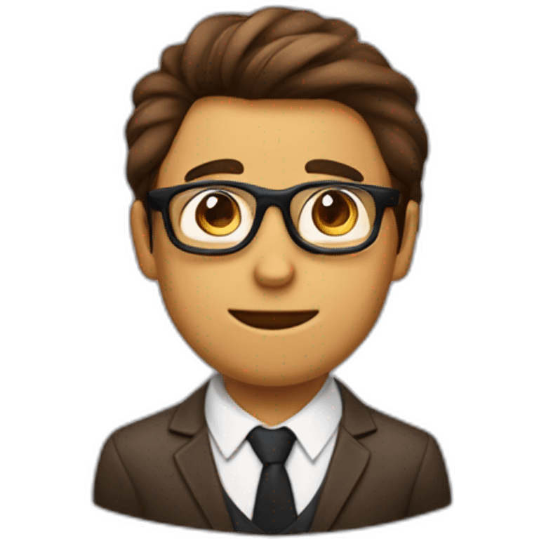 Garçon aux cheveux brun lisses qui tombe avec lunettes emoji