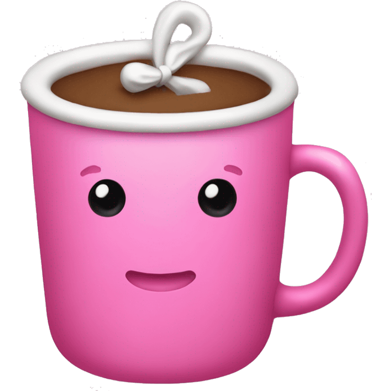 Hot coco pink cup with a bow emoji