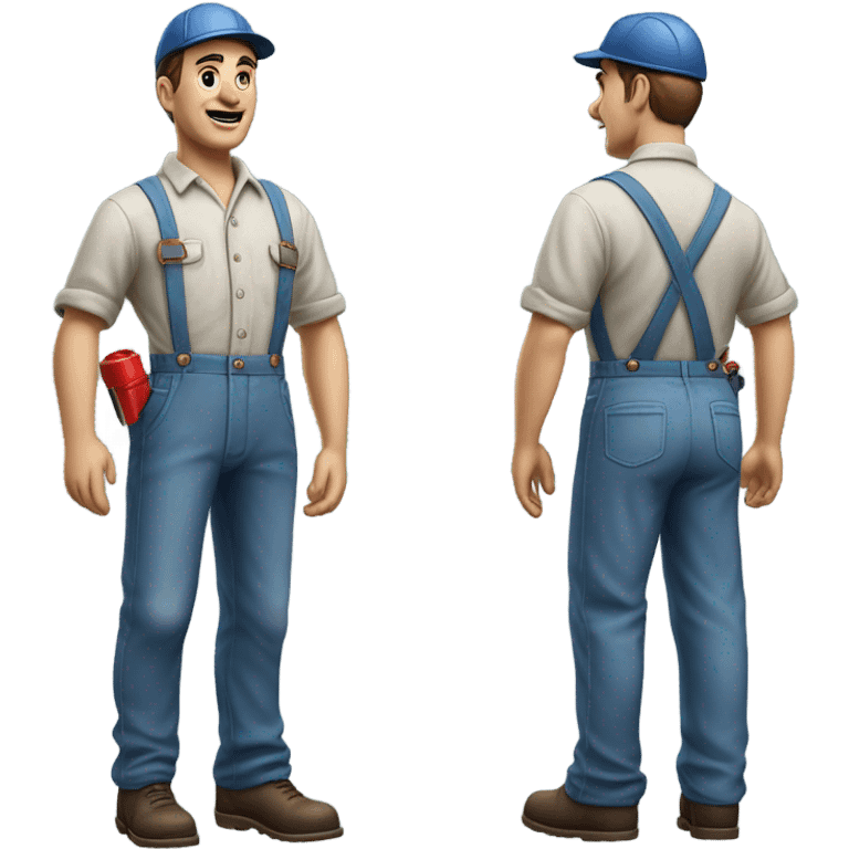 photorealistic blue collar worker 1950s emoji