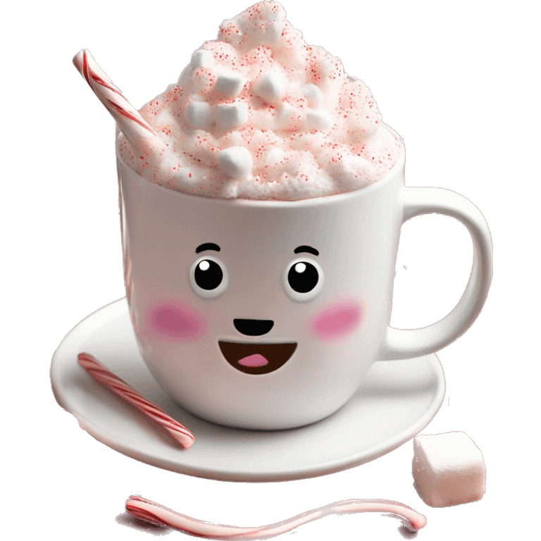 Pink vibe - Christmas mug of hot cocoa with marshmallows and candycane sprinkles and whipped cream  emoji