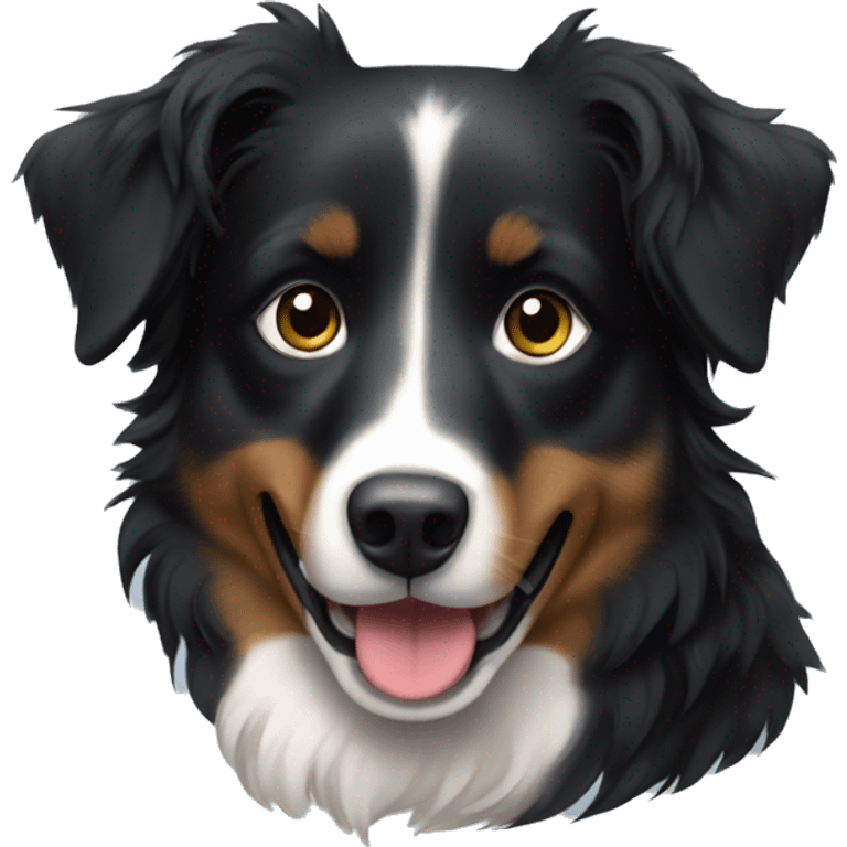 Small black australian shepherd dog building emoji