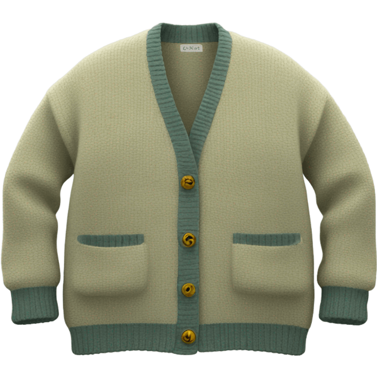 Sage oversize wool open short cardigan, isolated emoji