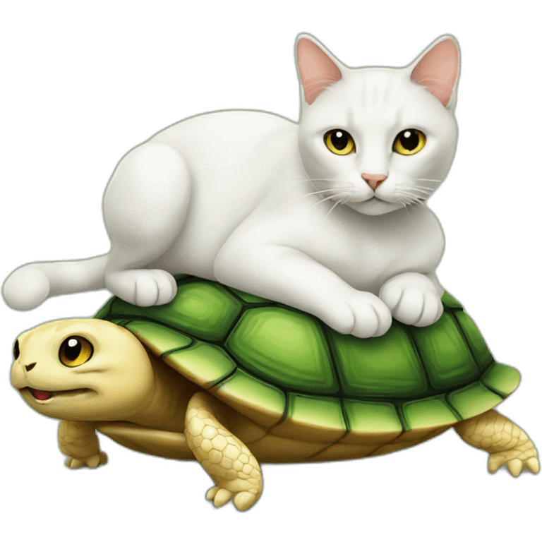 Cat on turtle emoji