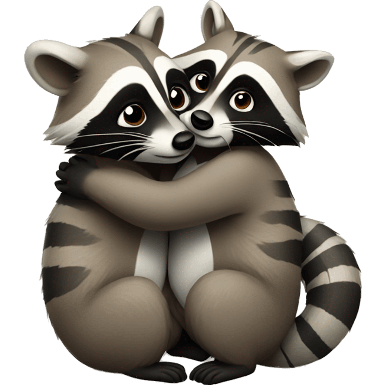 two raccoons hugging emoji