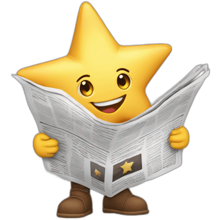 Star cartoon character holding a newspaper  emoji