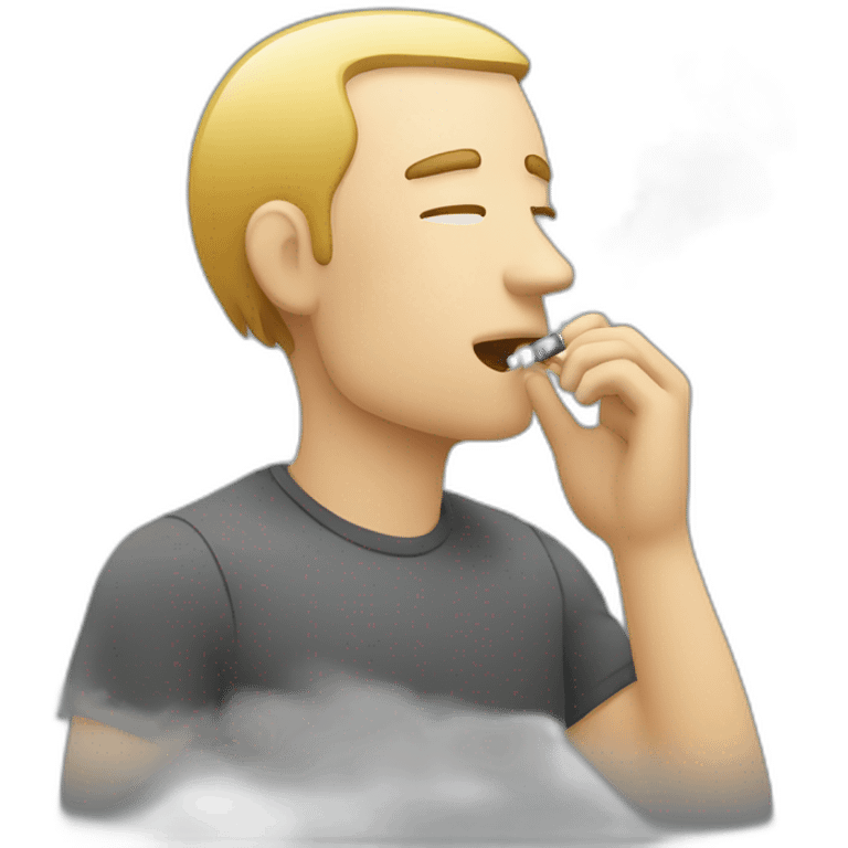 a man inhales and exhales vapor through an electronic cigarette emoji