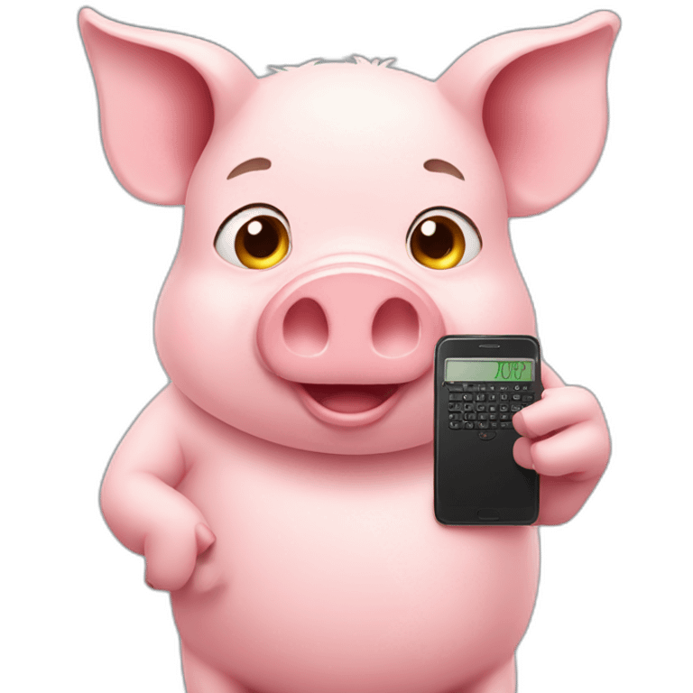 pig holding a smartphone and a ruler  emoji