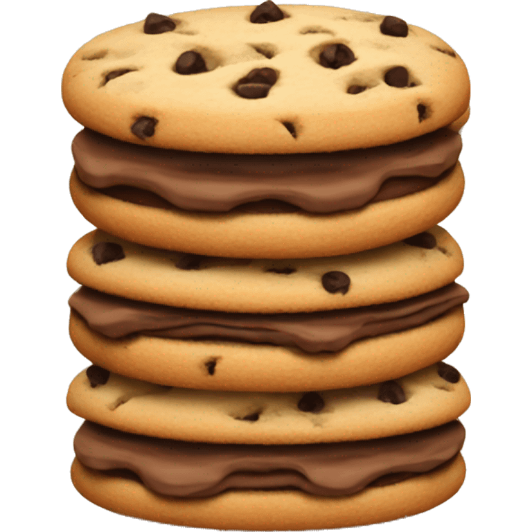 chocolate sandwiches between chocolate chip cookies emoji