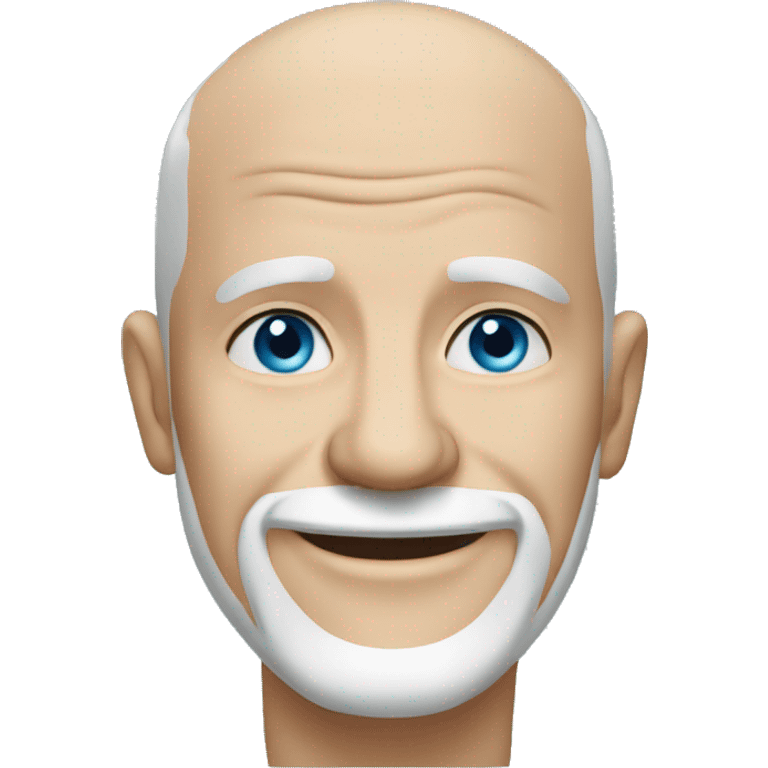 old bald smiling man clean shaven blue eyes emoji