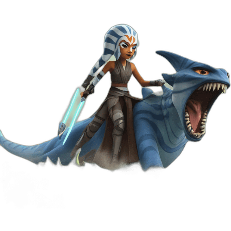 mad ahsoka riding a giant marine monster emoji