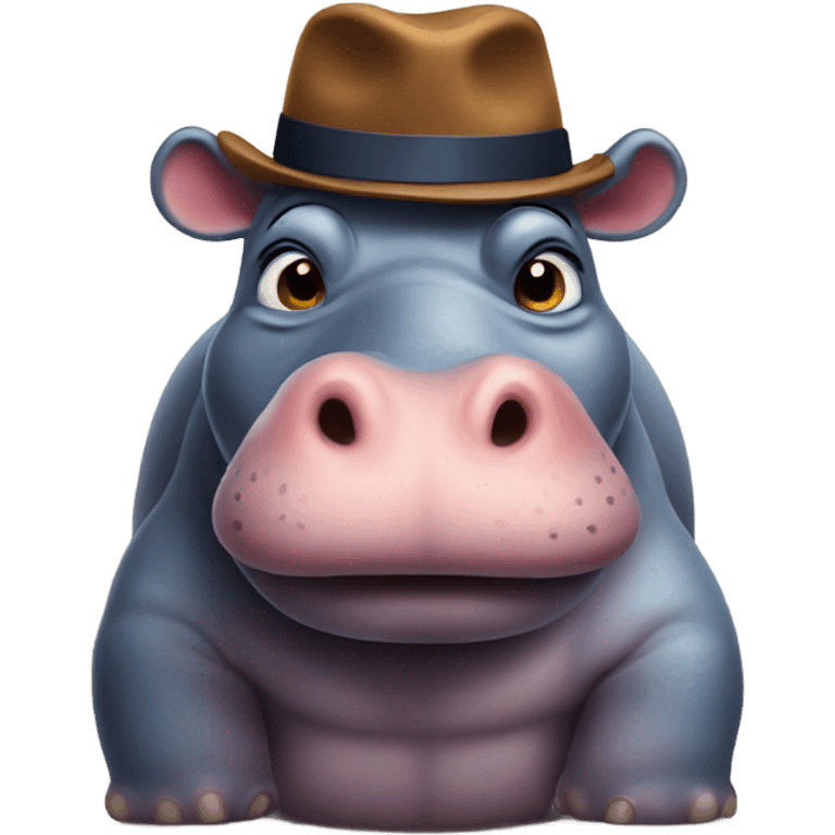 Hippo wearing a bears hat emoji