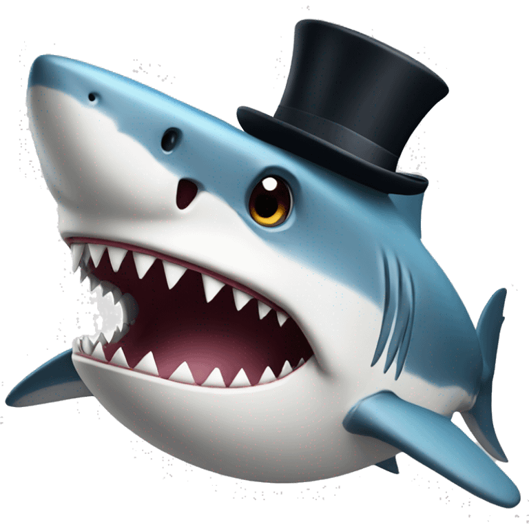 Shark with a top hat emoji