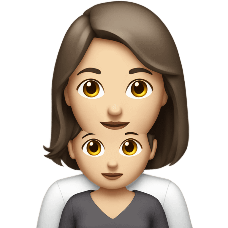 A white skinned mother with a bob hair cut and brown hair holding her white skin and brown hair baby girl emoji