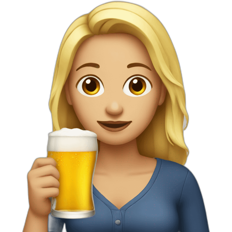 Woman drinking beer emoji