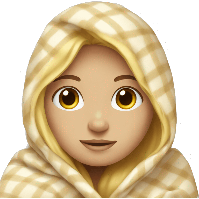 blonde girl cozy in a blanket  emoji