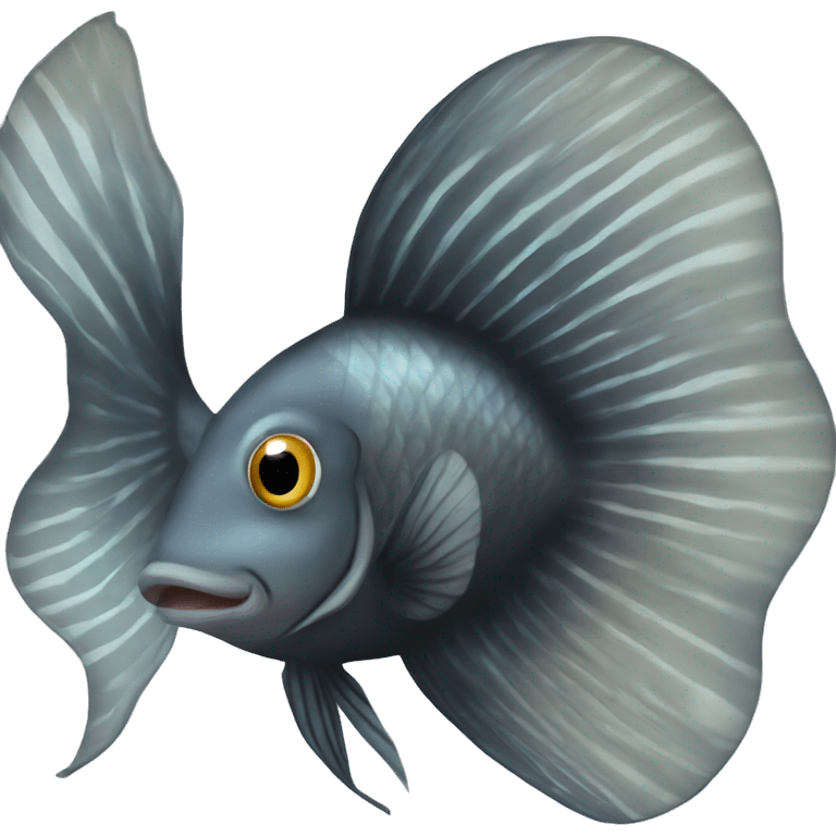 dumbo beta fish black  emoji