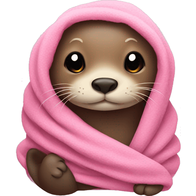 Otter wrapped in a pink blanket emoji