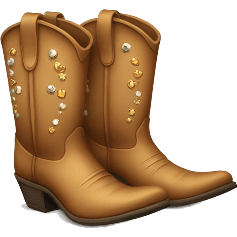 Light brown cowboy boots with jems emoji