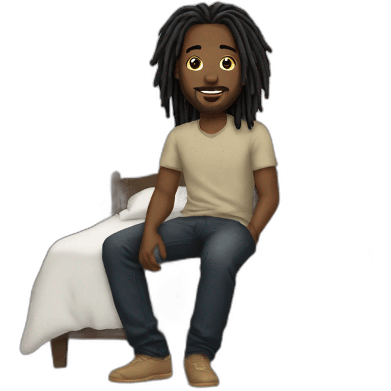 Black man dreadlock in a bedroom emoji