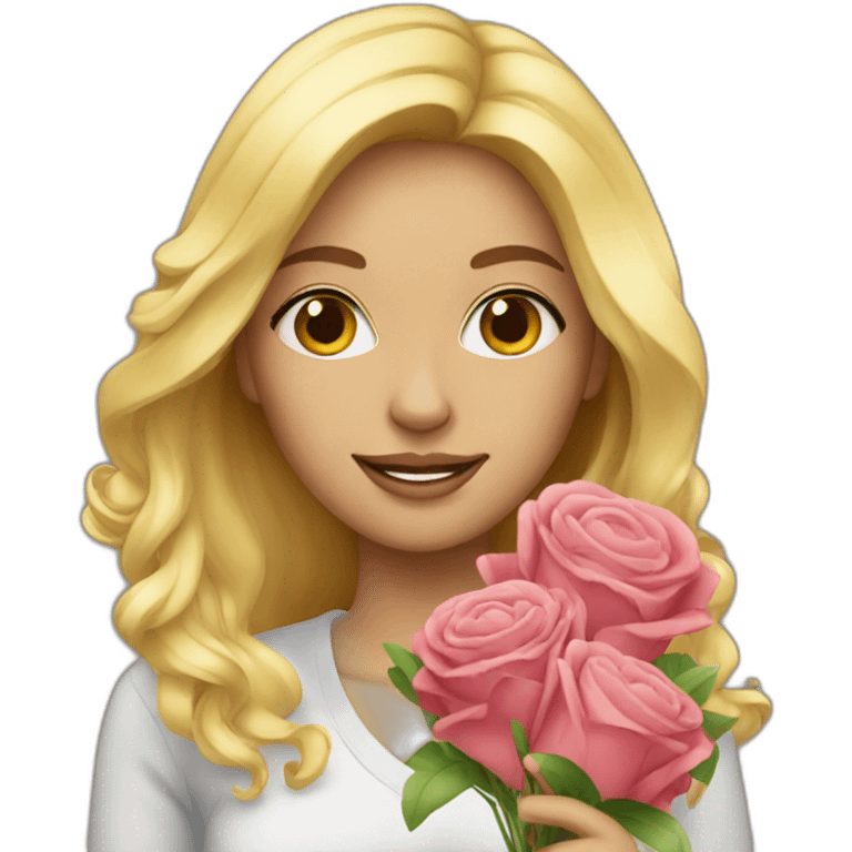 Blonde women gift Flowers  emoji