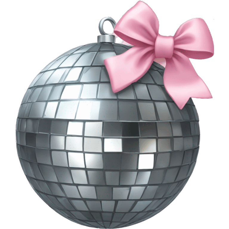 disco ball with a light pink bow on top emoji