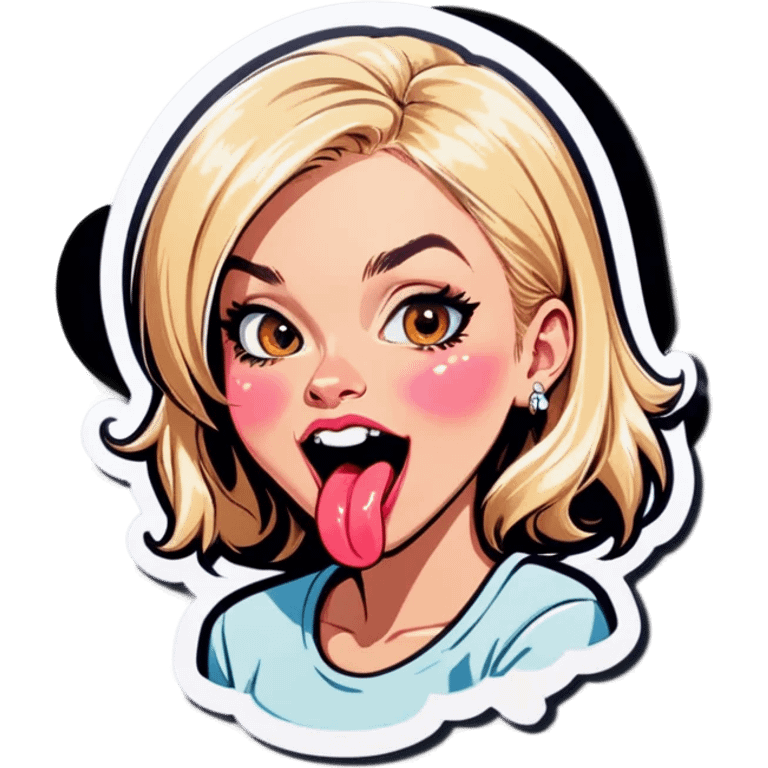 Blonde female with tongue out of mouth emoji