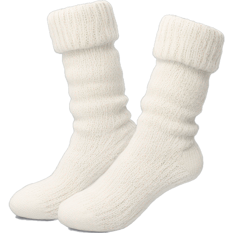 knitted pair cozy socks white emoji