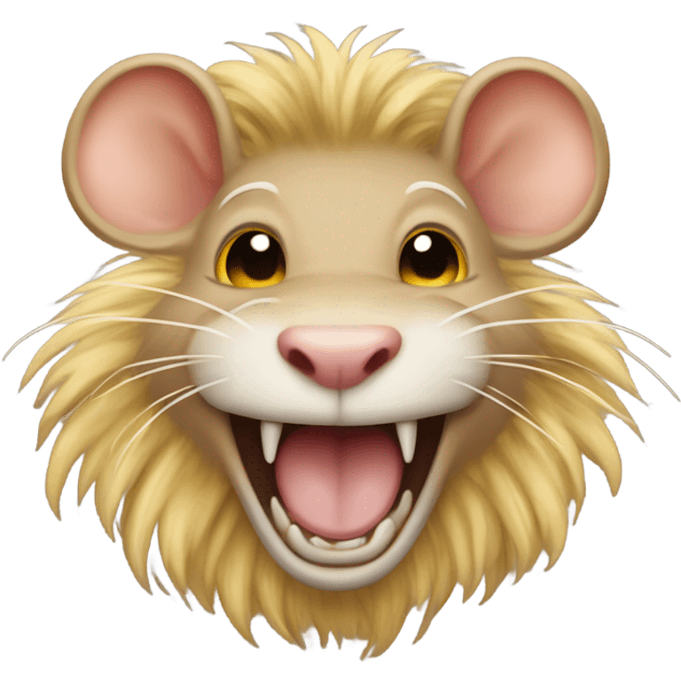 Tan rat with lion’s mane is evil laughing emoji