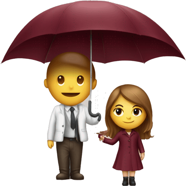 Burgundy umbrella and sweet girl emoji