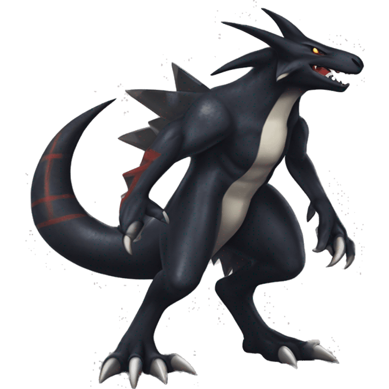 Black Cool Edgy Nargacuga-Garchomp-Houndoom-Sergal Fakémon with Edgy markings,  full body emoji